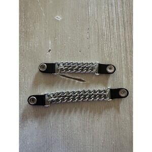 motorcycle vest Extenders featuring Double Chain Black Leather Ends With Snaps
